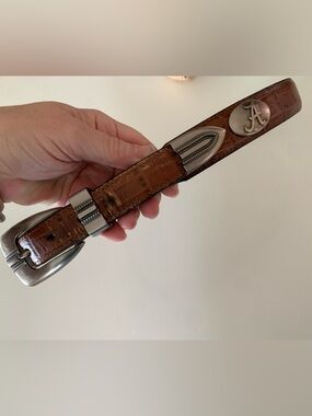 ZEP Pro Alabama Crimson Tide Brown Leather Belt with Silver Buckle